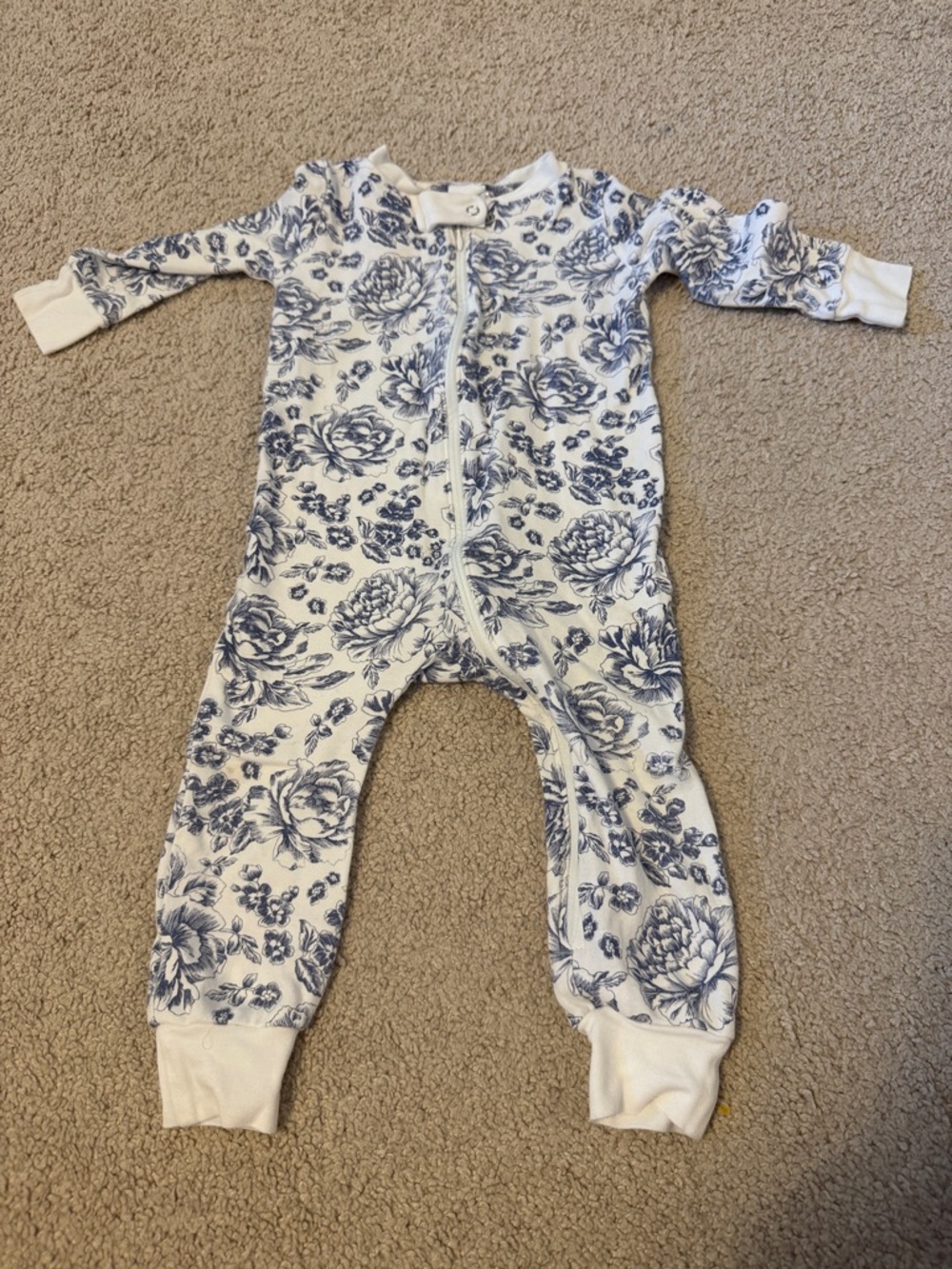 Blue floral footless romper